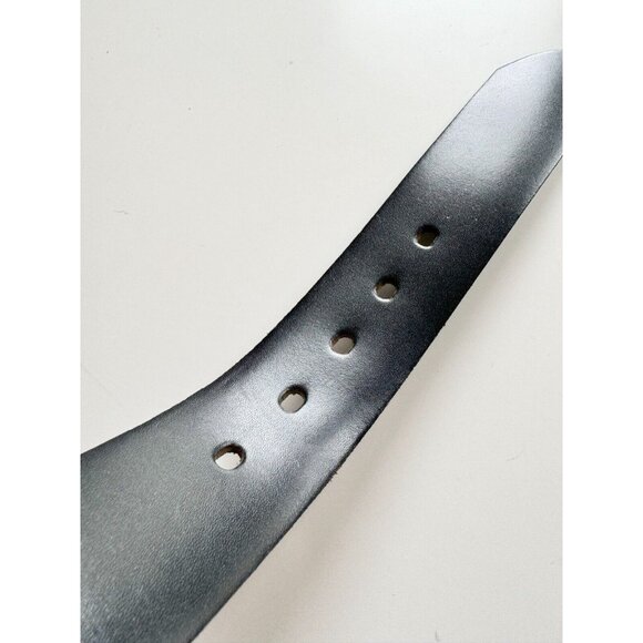 DANIER Black Leather Studded Brushed Silver Heavy Duty Buckle Hip Belt, Size M - Picture 9 of 13